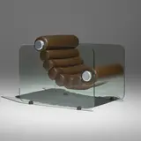 Fabio Lenci, Hyaline armchair, c. 1970, glass, leather, aluminum