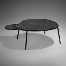 Marquetry Animal Center table by Fernando and Humberto Campana, 2016, stained straw marquetry, patinated brass, glass, sold Jun 2026
