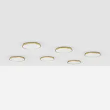Munkegård ceiling lamps, set of six by Arne Jacobsen, 1955 / 1990, white glass, enameled aluminum, brass, sold May 2026