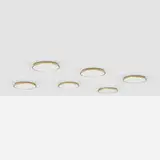 Arne Jacobsen, Munkegård ceiling lamps, set of six, opaline glass, enameled aluminum, brass-plated copper