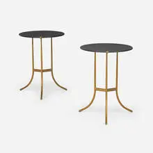 Cedric Hartman, Occasional tables, pair, c. 1970, marble, painted bronze