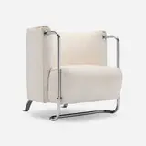 Gilbert Rohde, Lounge chair, c. 1934, upholstery, chrome-plated steel