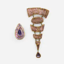 Line Vautrin, Brooches, set of two, Talosel resin, glass, metal