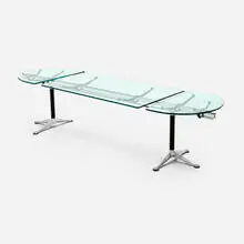 Bruce Burdick, Burdick Group System table, glass, aluminum, enameled steel, enameled aluminum