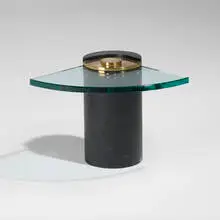 Karl Springer, Occasional table, c. 1970, enameled brass, glass, brass