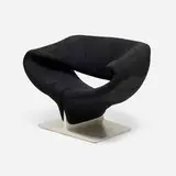 Pierre Paulin, Ribbon chair, 1965, suede upholstery, lacquered wood