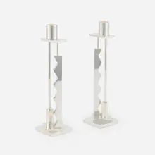 Ettore Sottsass, Silvershade candlesticks, pair, c. 1985, silver-plated brass