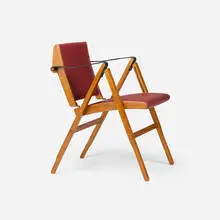 Marco Zanuso, Bridge chair, 1951, beech, vinyl upholstery, leather, brass