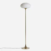 Richard Barr, Floor lamp, frosted glass, chrome-plated steel