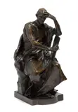 Paul Dubois, Étude et Méditation, patinated bronze