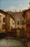 The bathing pool by Italian School, oil on canvas, sold Mar 2018