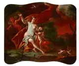Gaspare Diziani, Venus and cupid, oil on canvas (irregular shape)
