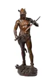 Andre Paul Massoulle, French patinated bronze figure of a Gaul, patinated bronze