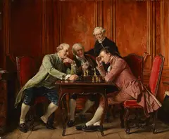 Carl Seiler, A game of chess, 1900, oil on panel