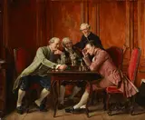 Carl Seiler, A game of chess, 1900, oil on panel