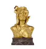 Maurice Bouval, French gilt bronze bust of a maiden, gilt bronze