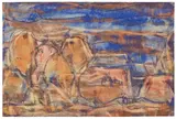 Rote Häuser by Christian Rohlfs, 1923, Wassertempera, Kreide und Tuschfeder auf genarbtem Velin, sold Dec 2017