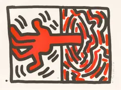 Ludo 5“, aus der Mappe „Ludo 1-5 by Keith Haring, 1985, Lithographie auf Velin, sold May 2022