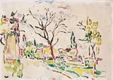 Hans Purrmann, Bodenseelandschaft, 1920, Öl auf Karton