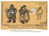 Zeitung die Weltstadt oder die Wahrheit by Heinrich Zille, Kohle und Deckweiß auf dünnem braunen Papier, sold Nov 2009