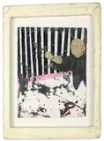 Franz West, Ohne Titel, 1981, Gouache und Filzstift auf Zeitungspapier, im Künstlerrahmen