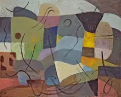 Hans Kuhn, Tanzspur, 1954, Öl auf Leinwand