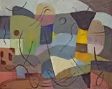 Hans Kuhn, Tanzspur, 1954, Öl auf Leinwand