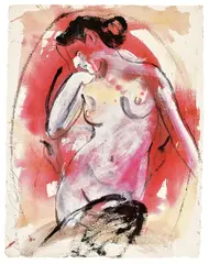 Luciano Castelli, Rosa Akt, 2000, Tempera auf Bütten