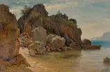 Carl Morgenstern, Felsige Küste am Mittelmeer, 1835, Öl auf Leinwand