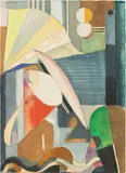 Gunta Stölzl, Ohne Titel, 1922, Aquarell und Tuschfeder über Bleistift auf leicht genarbtem Velin