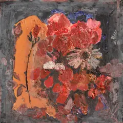Ohne Titel (Flowers for Gandhi) by Anna Boghiguian, 2011, Acryl, Enkaustik und Sand auf Leinwand, sold Nov 2024