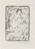 Otto Mueller, Sitzende, von Blattwerk umgeben (helle Fassung), 1923, Lithografie auf Japanbütten