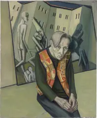 Doris Ziegler, Selbst mit indischer Weste, 1994, Öl und Eitempera auf Leinwand