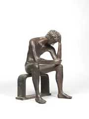 Karl-Heinz Krause, Philosoph, 1981, 2-teilig: Bronze mit dunkelbrauner Patina