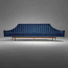 Paul McCobb, Symmetric sofa, upholstery, walnut