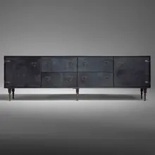 Tyler Hays, Cabinet, c. 2015, leather over wood, bronze, walnut