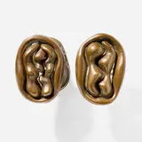 Bavarian, Monumental door handles, pair, c. 1975, bronze