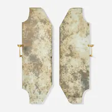 Ignacio Cuapio, Mirrors with candle sconce, pair, antiqued mirrored glass, brass
