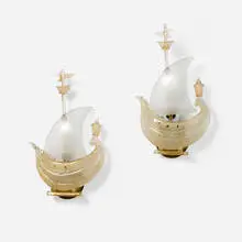 Murano, Boat sconces, pair, c. 1940, glass, brass