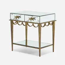 Arturo Pani, Occasional table, mirrored glass, brass, gilt iron