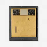 Eric Orr, Radio Play - A, 1989, gold leaf, meteorite, sand, radio parts, lead