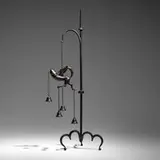 Blackman Cruz Workshop, Pompeiian chime on stand, hand-polished bronze, brass, iron
