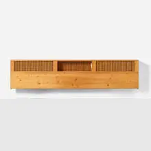 King-size headboard from Les Arcs, Savoie by Charlotte Perriand, 1977-81, pine, enameled steel, sold Jan 2026