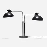 Christian Dell, Double Dell table lamp, 1932, enameled steel, chrome-plated brass