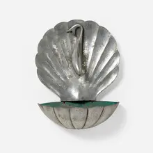 Moderne, Fish and shell fountain, c. 1930, cast aluminum