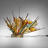 Poliarte, Table lamp, c. 1965, gilt and painted iron, glass