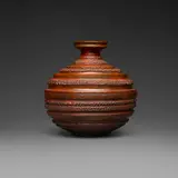 Gertrud and Otto Natzler, Massive spherical bottle, 1960, earthenware with Red glaze