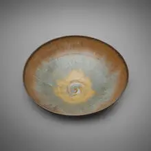 Bowl with fingermarks by Gertrud and Otto Natzler, 1967, earthenware with Steel Blue Mat glaze, sold Jun 2026
