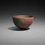 Gertrud and Otto Natzler, Rounded bowl, 1970, earthenware with Sang and Green Nocturne glaze with crystal formations