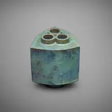 Otto Natzler, Triangle form with bent sides, 1977, earthenware with Blue and Sang Nocturne glaze with melt fissures